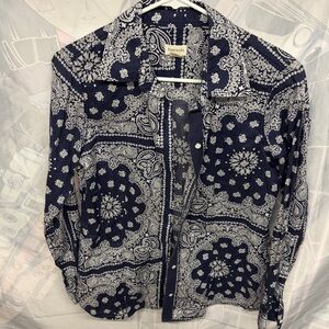 Foxcroft Blue and White Paisley Shirt